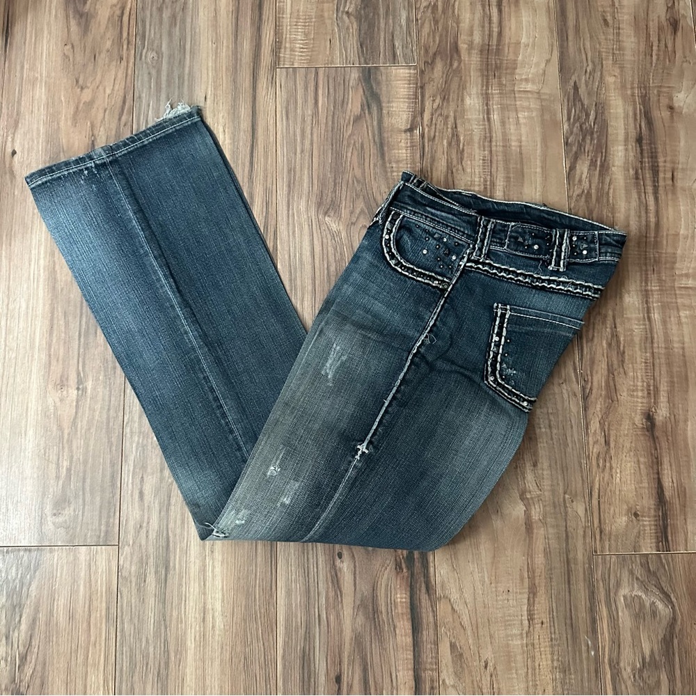 Cowgirl Tuff Hot Stuff Dark Blue Bootcut Jeans Heavy Starched 26x35 - Picture 5 of 9